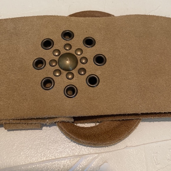 Garugliers 3” Tan Weathered Leather Belt Italy Medium - Picture 7 of 11